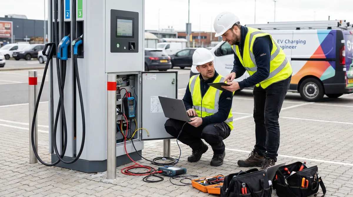 RBT engineers validating chargers on site.