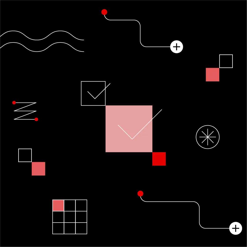 Abstract checkmarks, grids, and connectors represent clarity, structure, and the framework that guides every step of the Izazov challenge.